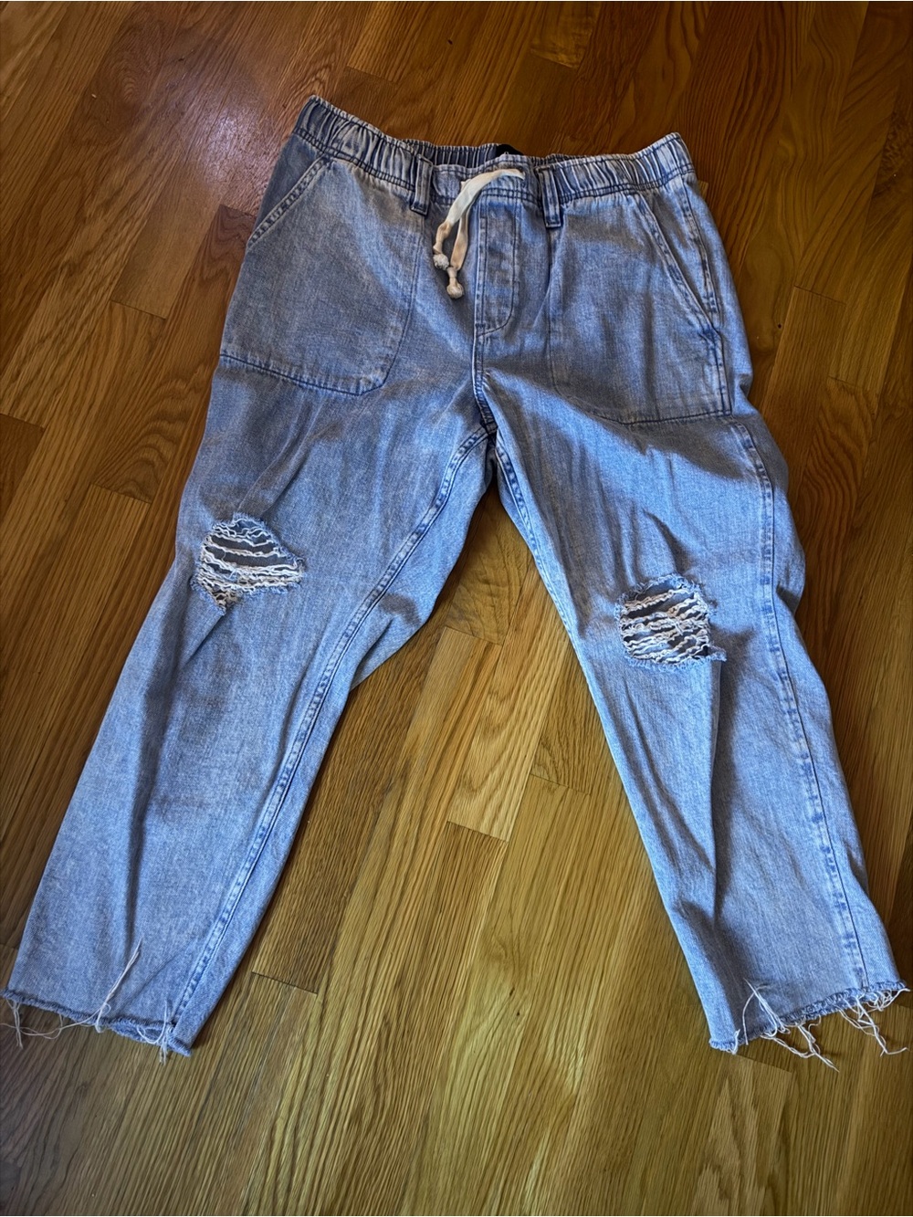 Gap- Light Blue Distressed drawstring Jeans